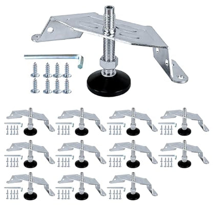 POWERTEC Corner Leveling Feet 12PK, Heavy Duty Adjustable Corner Bracket Levelers with Nylon Foot for Cabinets, Vanities, Furniture & Shelves (71157-P3V) - size: Set of 12, style: Corner leveling feet