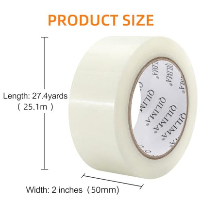 QILIMA Duct Tape Heavy Duty, Professional Grade Duct Tape for Photographers, No Residue,Industrial, Professional Use, 2 Inch X 28 Yards, Clear - color: Clear