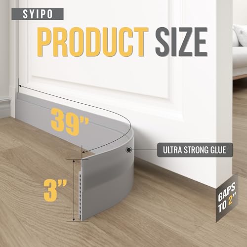 SYIPO Door Draft Stopper for Huge Gap, 3" W x 39" L, Adjustable, Gray - color: Gray