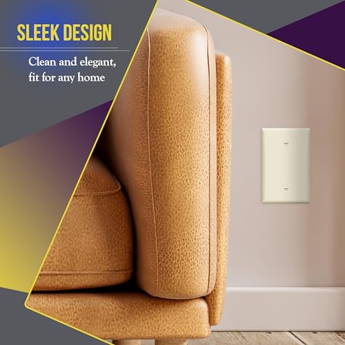 ENERLITES Blank Device Wall Plate, Jumbo Blank Cover, Gloss Finish, Oversized 1-Gang 5.5" x 3.5", Polycarbonate Thermoplastic, 8801O-LA, Light Almond - color: Light Almond, size: Over-Size