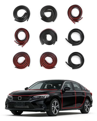 Weather Stripping Door Seal for Honda Civic 11th Gen, Rubber Seal Weather Strip Kit, Soundproof Noise Insulation Dustproof for Front/Rear Trunk A-Pillar B-Pillar Front/Rear Door (9-Pack) - size: for Honda Eleventh Generation Civic