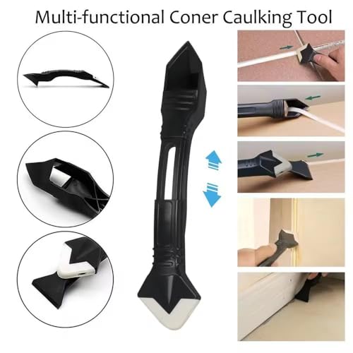 2 Pack 3-IN-1 Caulk Tool for Removal and Application, for Bathroom, Kitchen, Flooring, Windows, Sinks and Frames Seal