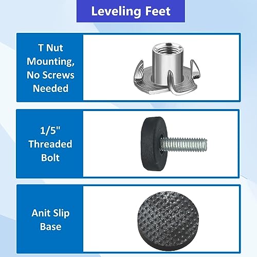 Adjustable Furniture Leveling Feet, 16 Pack, 1/4” Threaded Leg Levelers for Table/Desk/Chair/Cabinet/Dresser/Outdoor Furniture/Patio Furniture, Height Extender, Screw on/in Adjuster - size: 1/4"-20 UNC * 16 Sets