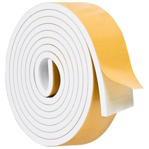ToLanbbt White Door Window Weather Stripping Self Adhesive Foam Tape High Density Foam Sealing Strip Window Insulation Weatherproof Gasket Tape for Doors and Windows (2" W X 1/4" T X 10') - color: White, size: 2 In x 1/4 In x 10Ft