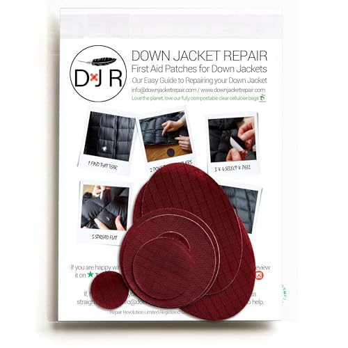 Down Jacket Repair Patches - Self-Adhesive Down Jacket Repair Patches | Waterproof, Tear-Resistant, Pre-Cut Patches | 7-Piece Set for Outdoor Gear, Sleeping Bags & Tent - color: Burgundy
