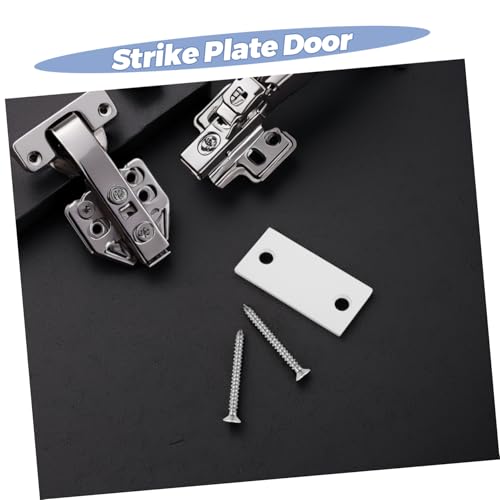 OSALADI Door Repair Plate 2.24X1.10 Inch Door Hole Repair Gasket with 4 Screws Cabinet Hinge Plate Deadbolt Cover Door Edge Hole Filler for Home Office Door Strike