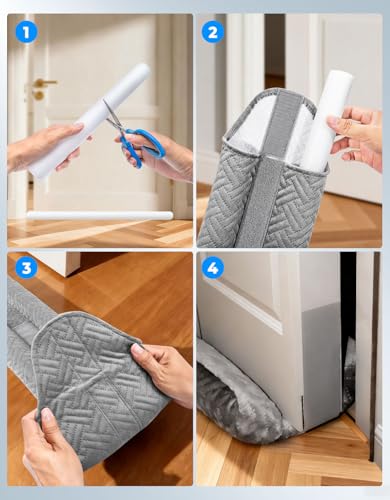 Premium Velvet Under Door Draft Stopper Noise Blocker – Blocks Drafts, Dust, Noise & Light, 32-36 Inch Adjustable Door Sweep Gap Filler Bottom Door with Secure Hook & Loop Tabs - size: 0.25-1.5 inch