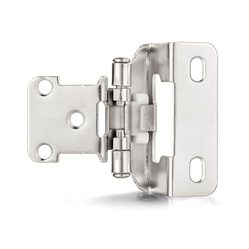 4 Pack (2 Pair) Satin Brushed Nickel Cabinet Hinges for Kitchen Cabinet Door, Partial Wrap Self Closing 1/2" Overlay Kitchen Cabinet Hinges, Semi Hidden Cabinet Hinge for Cabinet Doors - color: Satin Nickel