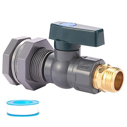 3/4 Inch Rain Barrel Spigot Kit - BILAL Water Barrel PVC Garden Diverter Kit with Bulkhead Fitting Hose Faucet Adapter and Thread Seal Tape for Water Tanks, Aquariums, Tubs, Pool, Garden Barrel - size: 1-set
