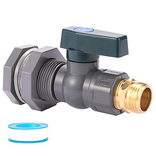 3/4 Inch Rain Barrel Spigot Kit - BILAL Water Barrel PVC Garden Diverter Kit with Bulkhead Fitting Hose Faucet Adapter and Thread Seal Tape for Water Tanks, Aquariums, Tubs, Pool, Garden Barrel - size: 1-set