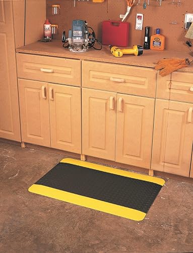 Wearwell 495.916x2x6BYL Diamond-Plate Select Mat, 6' Length x 2' Width x 9/16" Thick, Black with Yellow - color: Black With Yellow, size: 2x6x9/16"
