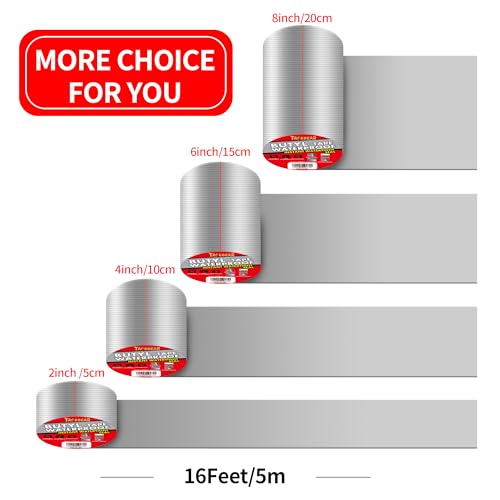 TAPEBEAR Butyl Tape Waterproof Sealing Tape 6inch x 16feet, Upgraded Aluminum Foil Tape Heavy Duty for RV Repair, Awning, Window, Glass & EDPM Roof Leak Patching, Boat and Pipe Sealing, Silver - size: 6inch x 16.4feet