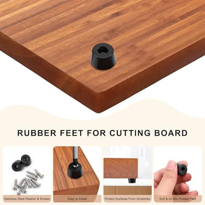 12Pack Rubber Feet for Cutting Board with Stainless Screws, Non Slip Pads for Furniture, Cutting Board Anti Slip Pads (Black)