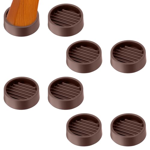 8 Pack Round Rubber Furniture Caster Cups, Non Slip Furniture Pads 1.5 x 1.5 Furnitures Gripper Rubber Furnitures Feet Anti Slide Floor Protector for Bed Couch Table Chair Stoppers - color: Brown