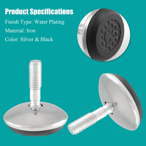 Bivethoi 12 Pack M6 Swivel Furniture Leveling Feet, Adjustable Table Leg Levelers, Heavy Duty Sofa Feet with T Nut, Threaded Swivel Foot Pads, Chair Glides, 1-3/16 Inch OD - size: M6 (1-3/16 inch)