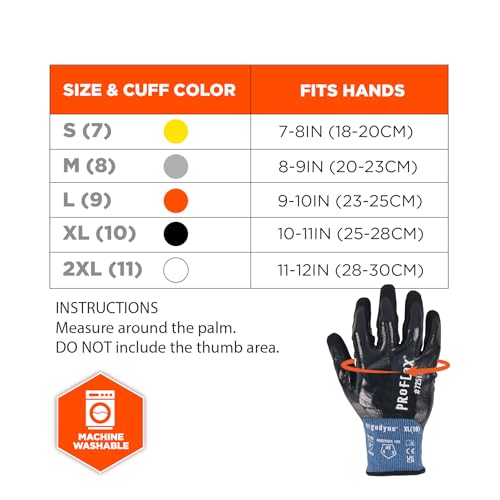 Ergodyne ProFlex 7251 Fully Coated Nitrile Work Gloves, Oil/Water Resistant, ANSI/ISEA 105-2016 A5 Cut Resistance, Touchscreen Capable - size: Small
