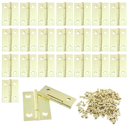 Murtenze 24 Pack 1.5 Inch Door Hinge Cabinet Hinge, Gold Butt Hinges Ball Bearing Window Outdoor Hinges with Mounting Screws - color: Gold, size: 1.5 Inch - 24 PCS