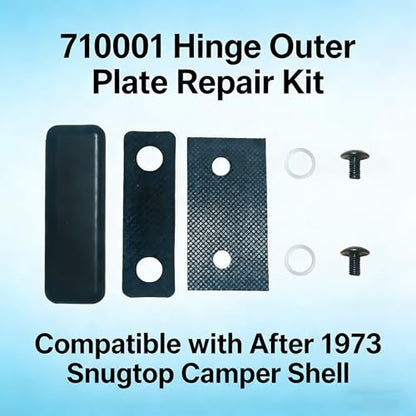 1 Pack 710001 Hinge Outer Plate Repair Kit Compatible with After 1973 Snugtop Camper Shell, Nut Plates Hinge bushings Replace,Truck Cap Glass Rear Doors Accessories