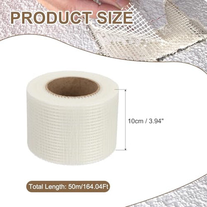 PATIKIL Drywall Repair Mesh Tape, 4 inch x 164 ft Fiberglass Repair Patch Self-Adhesive Dry Wall Joint Tape 6 Mesh Wall Hole Crack and Seam Patch, White - size: 4 inch x 164 Feet