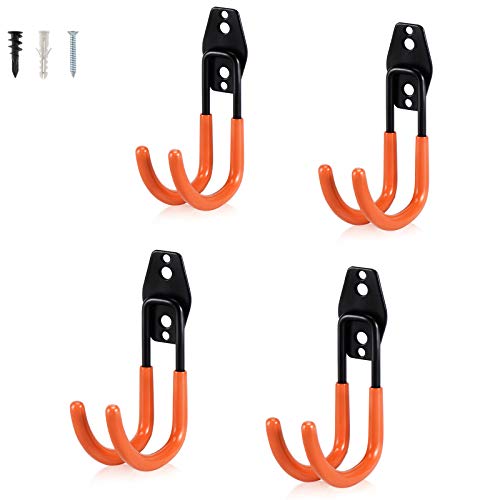 AOBEN Garage Hooks Heavy Duty, Steel Garage Storage Hooks, Utility Tool Hangers and Combinable Wall Mount for Organizing Ladders, Bikes, Hoses, and More Equipment (Large J, 4 Pack) - size: Large J Hooks, 4 Pack
