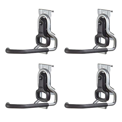 Rubbermaid Fasttrack Heavy-Duty Universal Garage Bicycle Storage Vertical Hanging Wall Hook Bike Rack for Bicycles up to 50 Pounds (4 Pack)