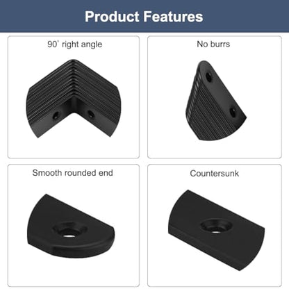6 Pcs Black L Bracket Corner Braces Stainless Steel 65x65mm Heavy Duty Shelf Bracket for Wood, Shelves, 90 Degree Support Joint Right Angle Brackets - size: 6PCS-Black 65*65mm/ 2.5in
