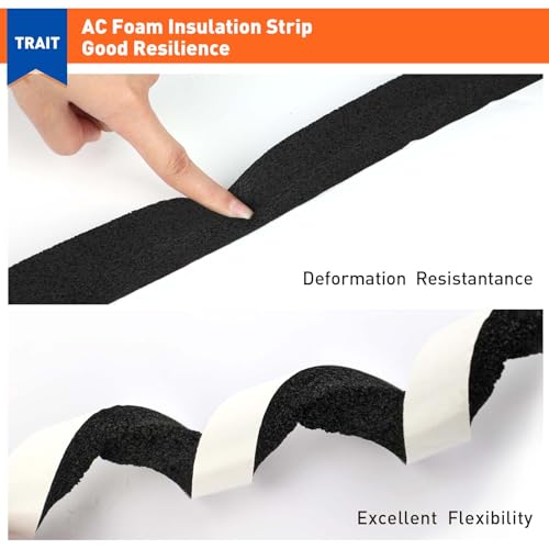 MAGZO Weather Stripping Door Seal 1 Inch W X 1 Inch T X 26 Ft Total Length, Strong Adhesion and High Resilience Air Conditioner Foam Insulation (6.5ft x 4 Rolls) - size: 1in × 1in × 26FT