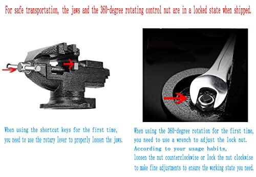 Dual-Purpose Combined Bench Vise or Table Vise, multifunctional jaw, Universal Rotate 360° Work Clamp-On Visewith Quick Adjustment, 3.3" black - size: 3.3" black