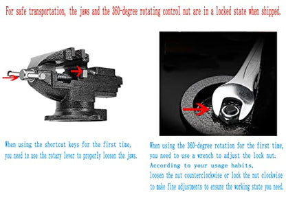Dual-Purpose Combined Bench Vise or Table Vise, multifunctional jaw, Universal Rotate 360° Work Clamp-On Visewith Quick Adjustment, 3.3" black - size: 3.3" black
