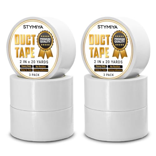 White Duct Tape Heavy Duty: 6Rolls*2IN*20Yards Wide Waterproof Outdoor Duck Furniture Repair Tape Bulk - Strong Adhesive Weather UV Resistant No-Residue Masking Tapes Patterns Variety Pack - color: White, size: 6*2in*20yards