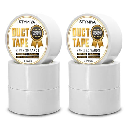 White Duct Tape Heavy Duty: 6Rolls*2IN*20Yards Wide Waterproof Outdoor Duck Furniture Repair Tape Bulk - Strong Adhesive Weather UV Resistant No-Residue Masking Tapes Patterns Variety Pack - color: White, size: 6*2in*20yards