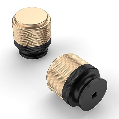 Asidrama 20 Pack Black-Gold Knurled Dresser Drawer Cabinet Hardware Zinc Knobs for Dresser Drawers - color: Black-Gold, style: 20 Pack