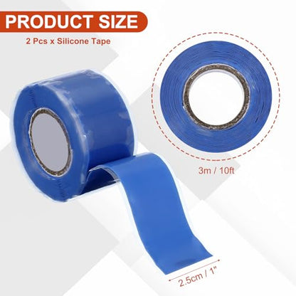 uxcell 2 Pcs Self Fusing Silicone Tape, 1" x 10ft Waterproof Water Leak Sealing Tape for Plumbing Pipe Hose Repair Handles, Blue - color: Blue, size: 1" x 10ft