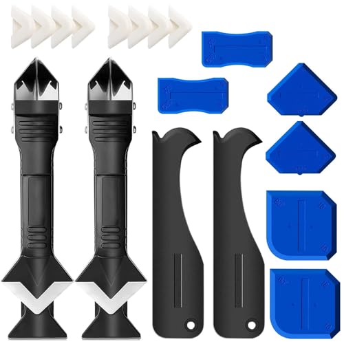 Silicone Caulking Tool, 3 in 1 Silicone Remover Multi Tool, Glazing Compound Finishing Tool, Caulk Remover Tool, for Bathroom,Kitchen,Floor,Window,Sink Joint,Frames Seal(2 sets) - color: 3 in 1 Tool(2 Sets)