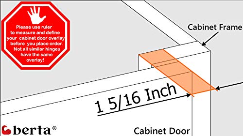 Berta 2-Pack, 1-5/16 inch Overlay Soft Closing Face Frame Cabinet Hinges, 105 Degree 6-Ways 3-Cam Adjustment Concealed Kitchen Cabinet Door Hinges with Screws (1-5/16 inch, 2 Pieces) - size: 1-5/16 In. Overlay | 2 Pieces