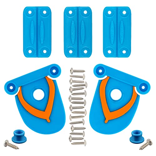 NeverBreak Parts - Igloo Cooler Replacement Parts - Large Repair Kit | High Strength Igloo Cooler Hinges Replacement with Latches | Ice Chest Repair Kit - color: Blue with Blue & Orange Flip-Flops