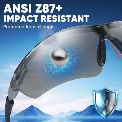 TICONN Anti-Fog Safety Glasses for Men and Women, ANSI Z87.1 Scratch Proof Eye Goggles with Adjustable Arms and UV Protection - style: 1 Pack/Gray