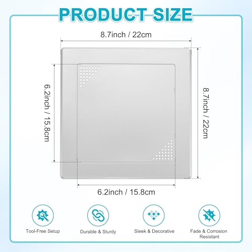 M METERXITY 1-Pack Access Panel for Drywall, 6x6 Inch Plastic Self Adhesive Wall Hole Cover Access Doors for Wiring Cable/Ceiling, Removable Plumbing Wall Panel [Silver Tone, Vented Square] - color: Silver Tone