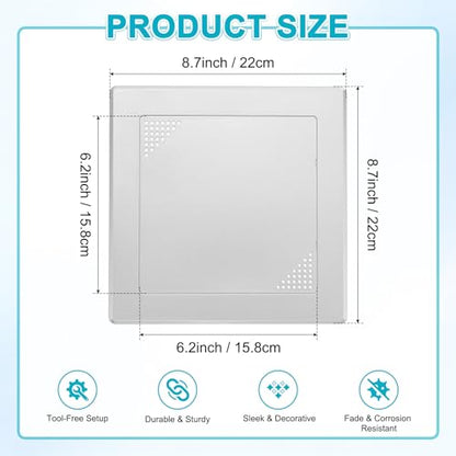 M METERXITY 1-Pack Access Panel for Drywall, 6x6 Inch Plastic Self Adhesive Wall Hole Cover Access Doors for Wiring Cable/Ceiling, Removable Plumbing Wall Panel [Silver Tone, Vented Square] - color: Silver Tone