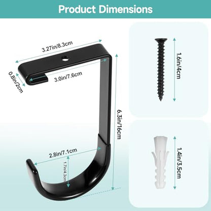 2 Pack Bike Hooks for Garage Ceiling Mount Rack- Anti-Slip Coating,Heavy Duty 4X8 Overhead Garage Storage Rack for Ceiling Hanging Bicycle Shelves, Add on Storage Flat Hooks Accessory and Wall Hanger