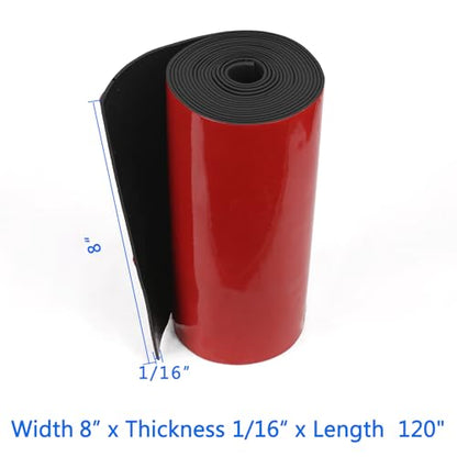 HooTown Adhesive Solid Rubber Strips, 8” Wide x 1/16" Thick x 120" Long Self Neoprene Rubber Sheets Rolls with Adhesive Backing for DIY Gaskets, Pads, Sealing, Liner, Weather Striping, Seals, Red - color: 1/16" Thick Adhesive, size: 8” W x 120" L