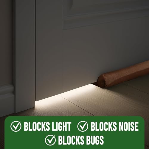 Evelots Door Draft Stopper, Covers Door Gaps up to 2 Inches, Door Noise Blocker, Window Breeze Blocker, Adjustable Door Sweeps, 36 Inches Long, Can be Cut to Size, Brown