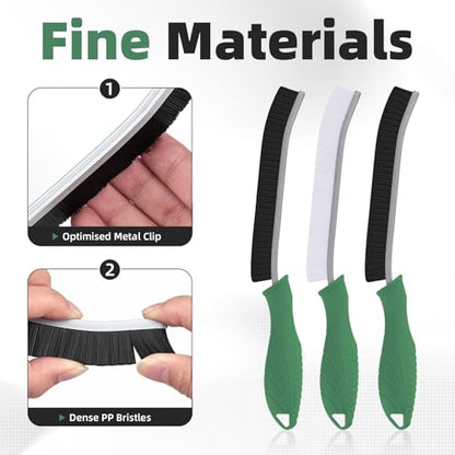 FOOGWEE Hard Bristle Crevice Cleaning Brush - Cleaning Supplies - Grout Cleaning Brushes for Household Use - Crevice Cleaning Tool for Bathroom, Home and Kitchen (3, Green) - color: Green