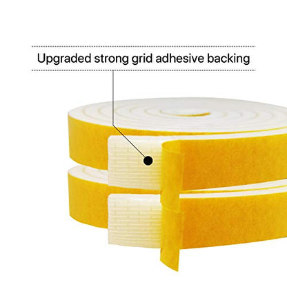 Air Conditioner Foam-2 Rolls, 3/4 Inch W X 3/4 Inch T Total 13 Feet L, Open Cell Foam Insulation Weather Seal Adhesive Foam Headband for Face Shield(6.5ft x 2 Rolls) - size: 3/4" (W) x 3/4" (T) x 13' (L)