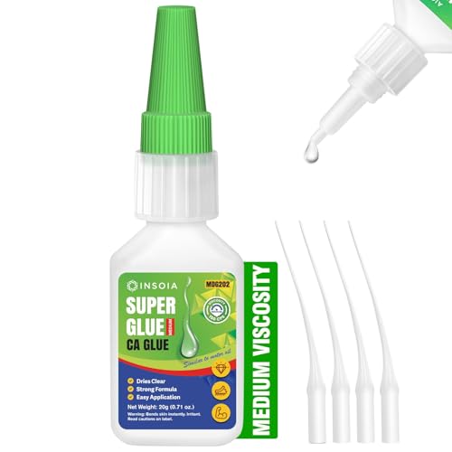 Medium CA Glue, 20g Premium Cyanoacrylate Super Glue Quick Fix 150 CPS Viscosity Adhesive for Woodturning, Pen Turning, Hobby Models, Lapidary, Acrylic, Nails&More - size: 20 Grams * 1 Pack, style: Medium CA Glue