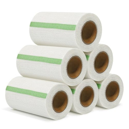 QILIMA Drywall Joint Tape 6 Inch x 75 Feet- Self-Adhesive Mesh Tape for Drywall Repair, Crack Fixing, Joint Taping, Easy to Apply, Heavy Duty Fiberglass Reinforcement - size: 6Inch x 75 Feet