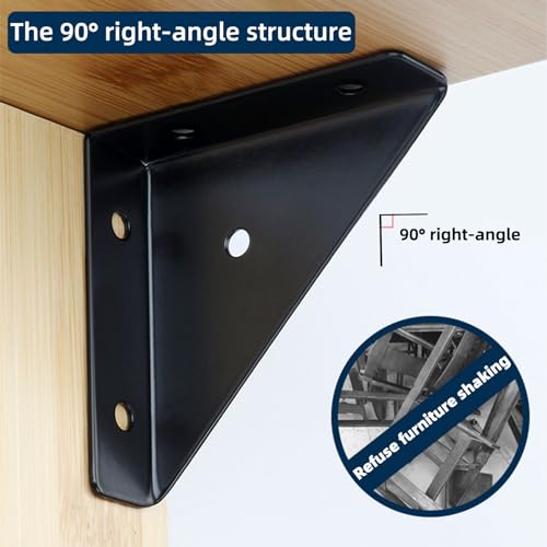 2-9/16" Corner Brace L Bracket for Wood – 10 Pack Solid Steel Triangle Bracket with Screws for Bookshelf/ Table/ Desk & Bed Frame Stabilization Repair – Easy DIY Fix for Shaky Furniture