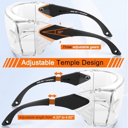 OXG Safety Glasses for Men Women Anti Fog, ANSI Z87.1 Anti Scratch Protective Eyewear UV400 Protection, Adjustable Temple - color: 1 Pack Clear