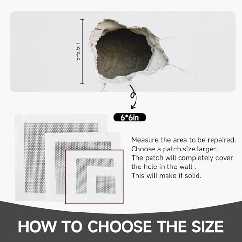 19 PCS Wall Repair Patch Kit, Aluminum Drywall Repair Patch Kit for Small/Large Holes, 2/4/6/8 Inch Self-Adhesive Metal Wall Patches with Scraper Sandpapers Gloves, Quick Fix Plaster