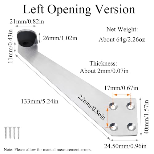 TopHomer 2 Pcs Over Head Door Stop, 90 Degree Door Stop, Stainless Steel Door Stop, Wall Mount Door Holder Stop, with Buffer Sound Dampening Rubber (Left/Right)